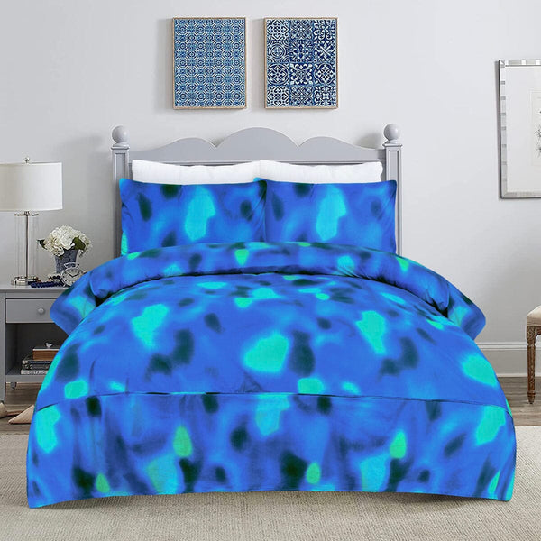 BED SHEET ABSTRACT BLUE- Single Printed Range 144 TC HOMBEDROO 