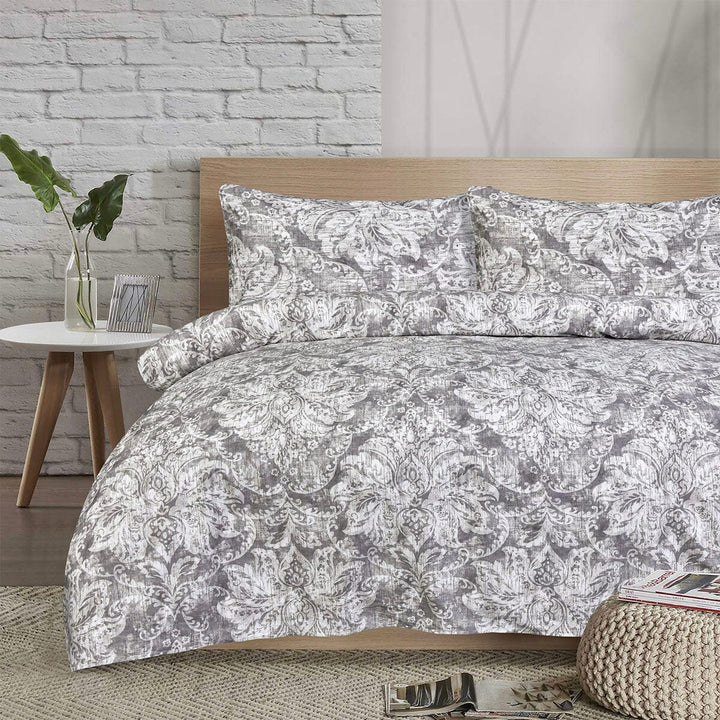 BED SHEET DAMASK GREY- King PRINTED RANGE 180 TC HOMBEDROO 