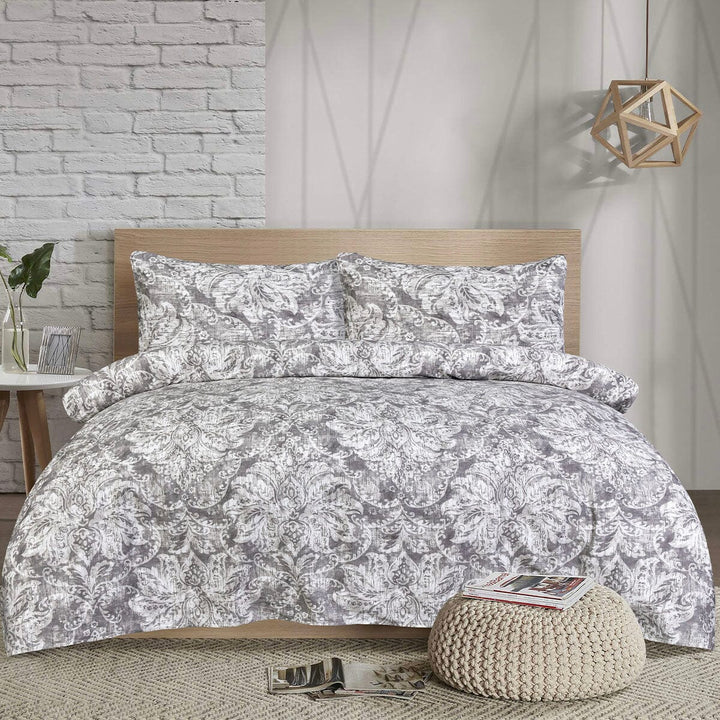 BED SHEET DAMASK GREY- King PRINTED RANGE 180 TC HOMBEDROO 