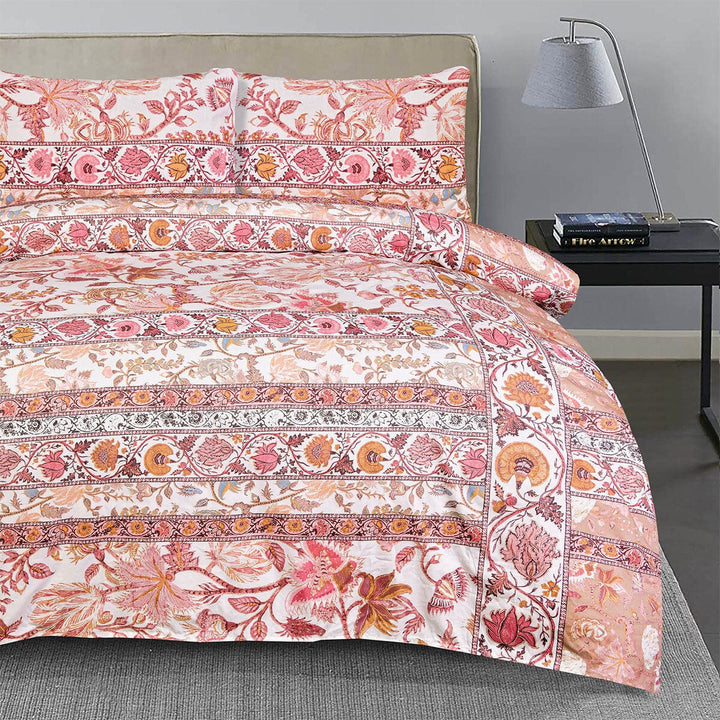 BED SHEET FLORAL BORDERS- King PRINTED RANGE 180 TC HOMBEDROO 