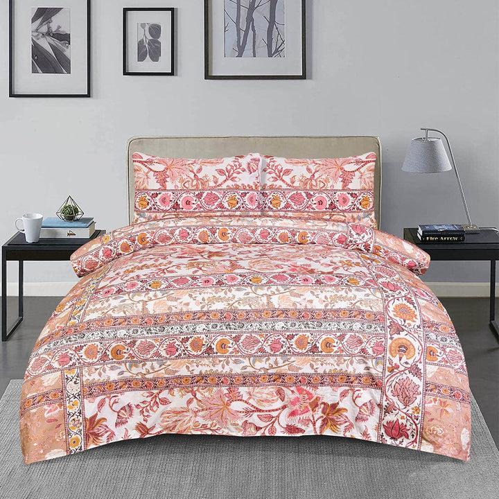 BED SHEET FLORAL BORDERS- King PRINTED RANGE 180 TC HOMBEDROO 
