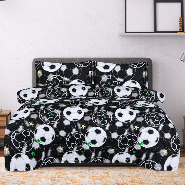 BED SHEET R2G Football - Queen Printed Range 144 TC HOMBEDROO 