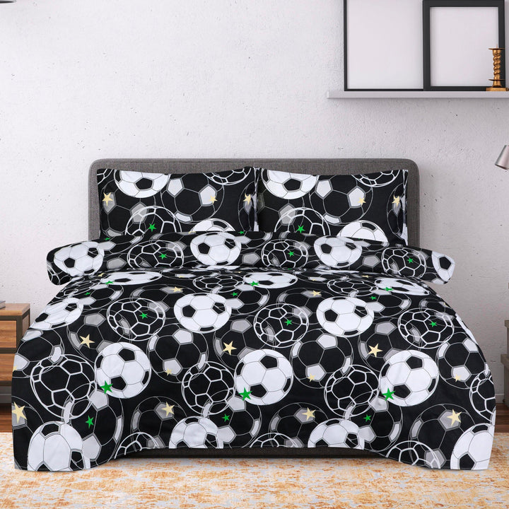 BED SHEET R2G Football - Queen Printed Range 144 TC HOMBEDROO 