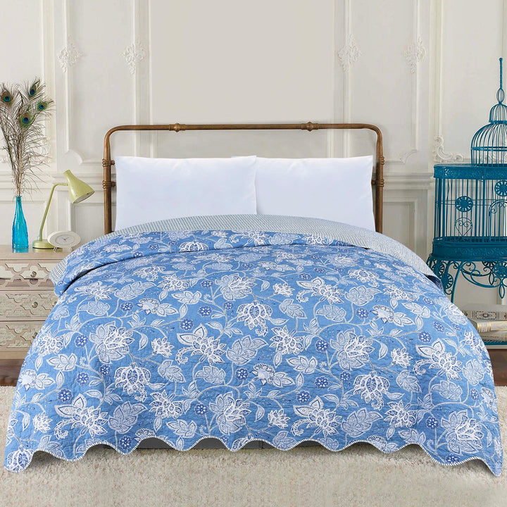BED SPREAD BLUE FLORAL - 90x106 HOMBEDCLU 
