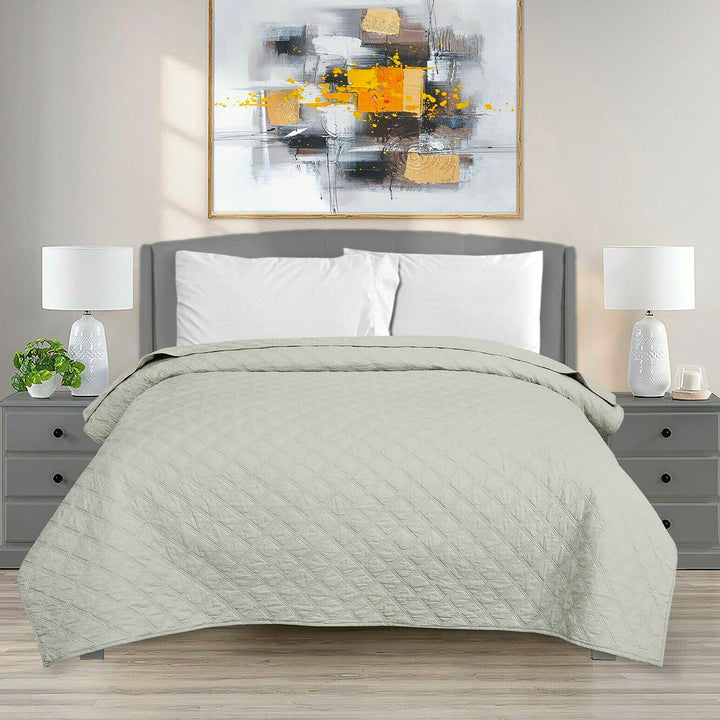 BED SPREAD COVER LET GREY - 90X94'' HOMBEDCLU 