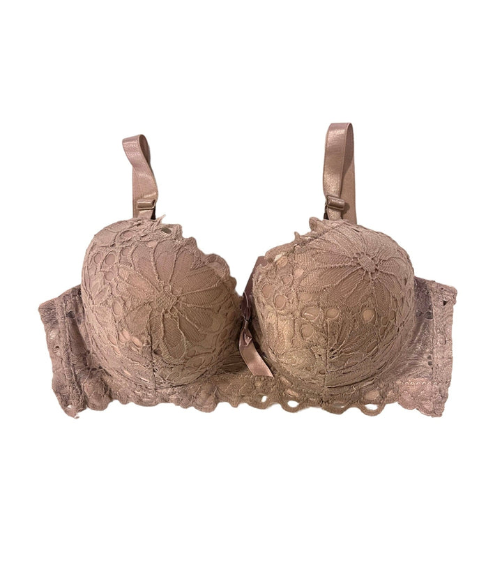 Beige Padded Mesh Bra Espicopink 