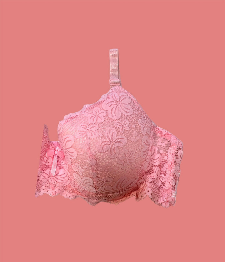 Black Floral Lacy Padded Bra Espicopink 