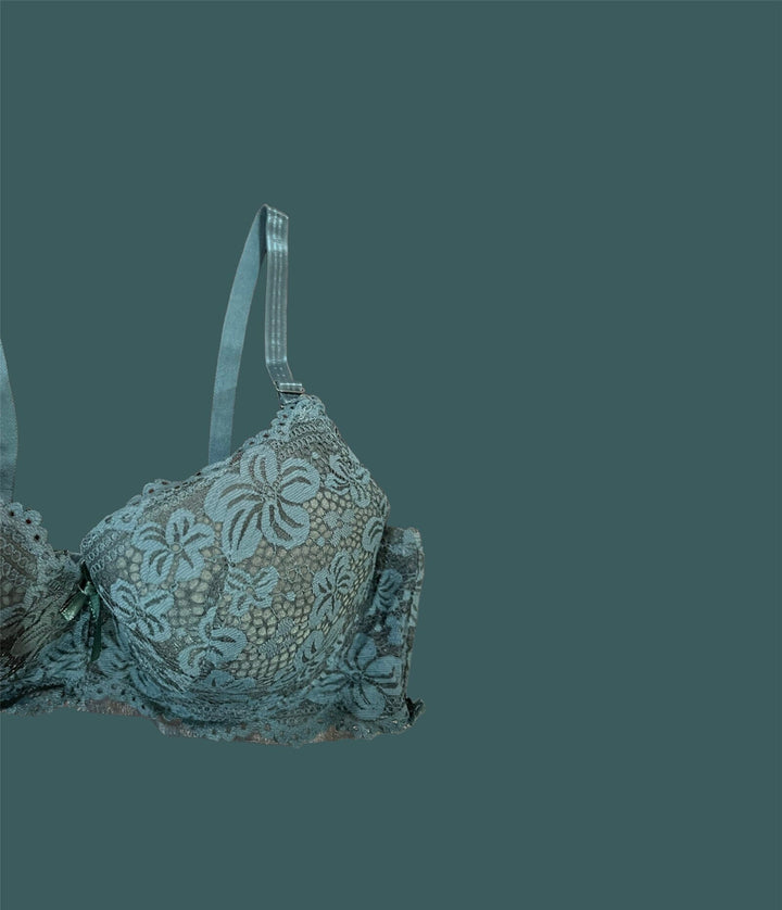 Black Floral Lacy Padded Bra Espicopink 