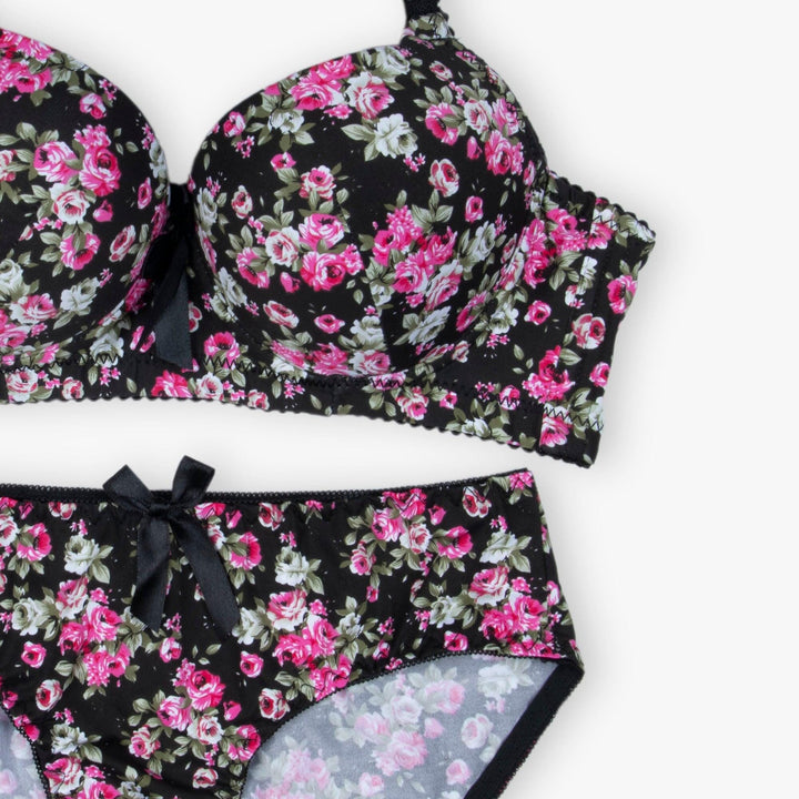 Black Floral Padded Set Espicopink 