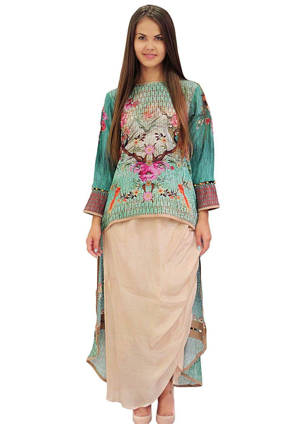 Bloom Carft Silk Shirt NKES-14 UnStitched, Fashion,Digital Silk FASUNSLAD 