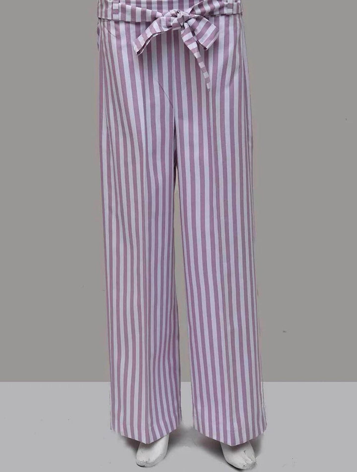 Cotton Stripe Trouser TR-1086 BABY PINK Women Bottoms FASSTILAD 