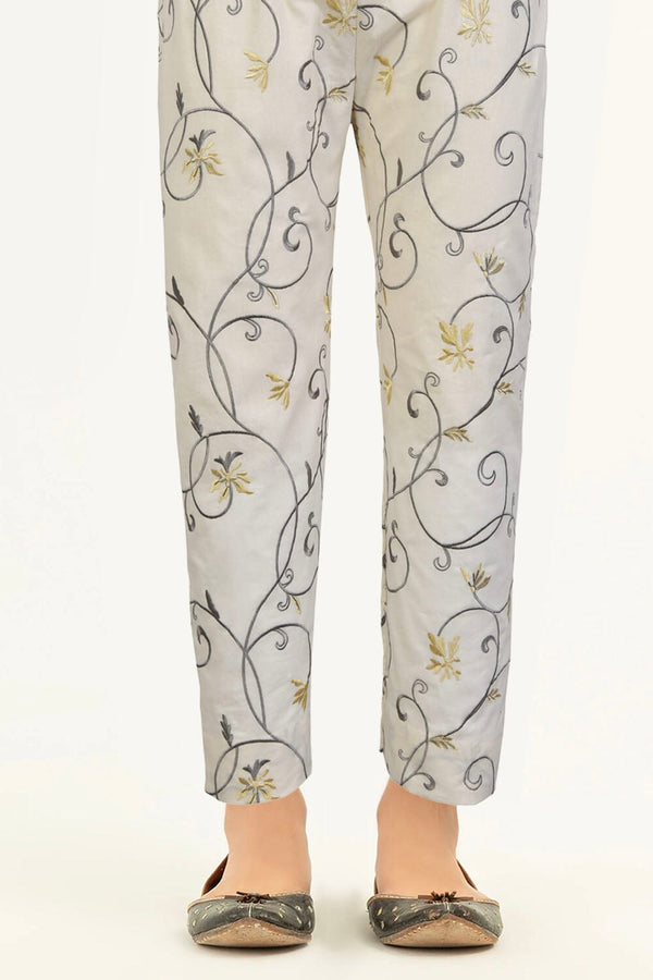Embroidered TROUSER TE-014 Off White Women Bottoms FASSTILAD 