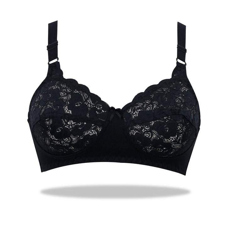 Espicopink | Black Marvel - Non Padded Stretchable Bra with Lacy Cups BRAS Espico.pk 