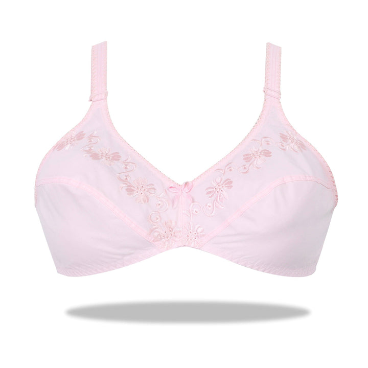 Espicopink  Lily - Softest Low Cut Floral Embroidered Cotton Bra