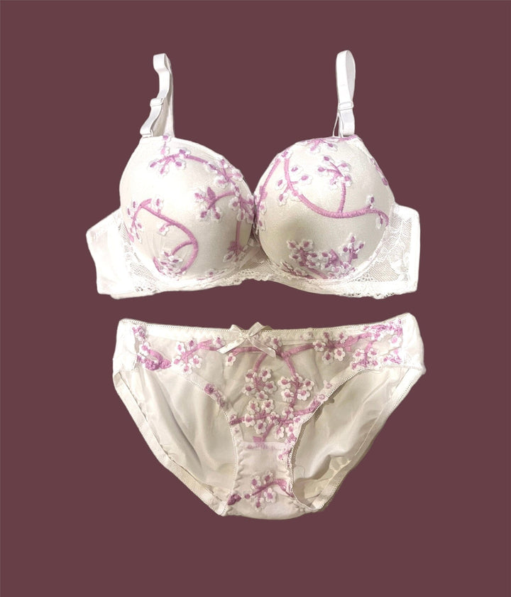 Espicopink  White Wedding Padded Bra and Panty Set