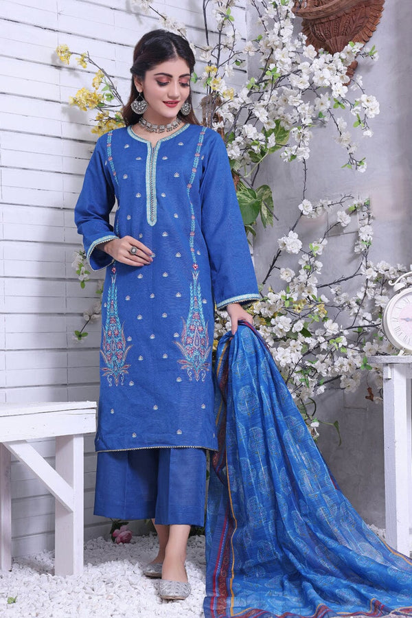 Khaddar Embroidered Shirt & Dupata RKHD-1478 KHAS STORES 