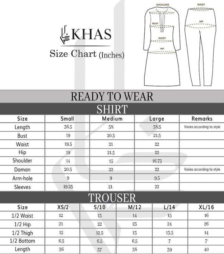 Khaddar Embroidered Shirt & Trousers RKHT-1516 KHAS STORES 