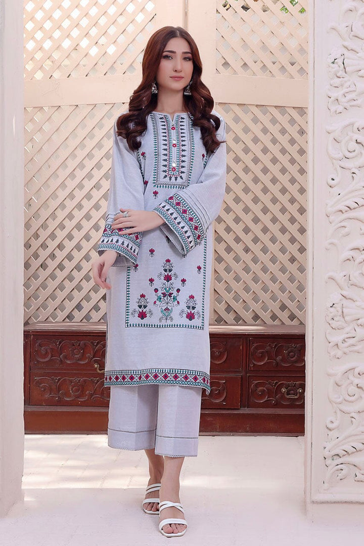 Khaddar Embroidered Shirt & Trousers RKHT-1518 KHAS STORES 