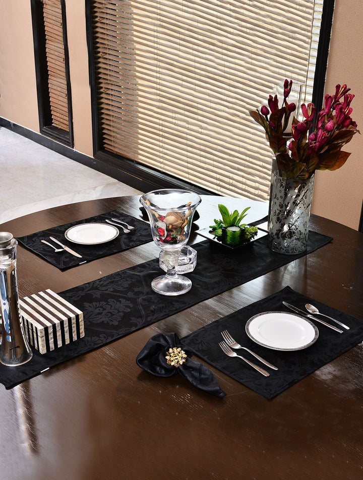 Kitchen Linen Jacquard Black Kitchen Accessories HOMKITLIN Table Runner 