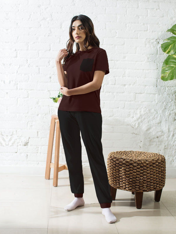Ladies Burgundy/Black Loungewear LW-006 LOUNGEWEAR FASSTIGIR S 