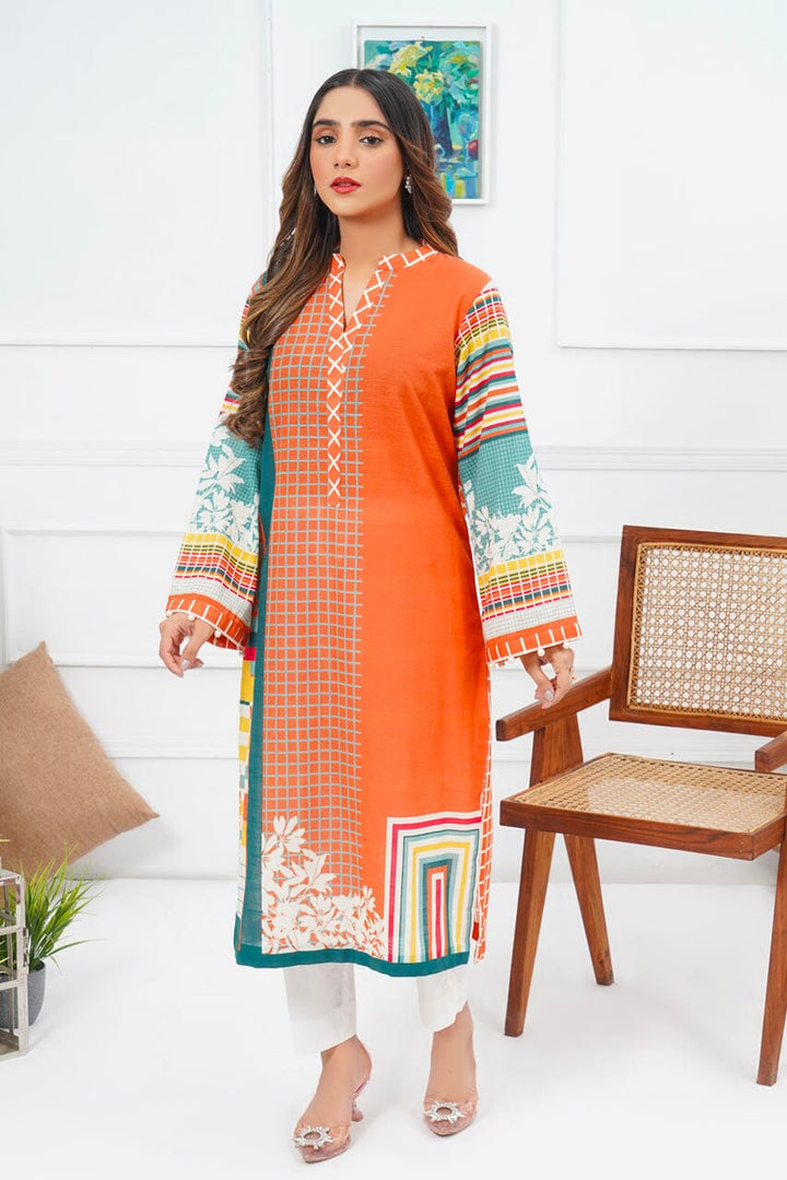 Printed Khaddar Shirt DRK-1592 KHAS STORES 