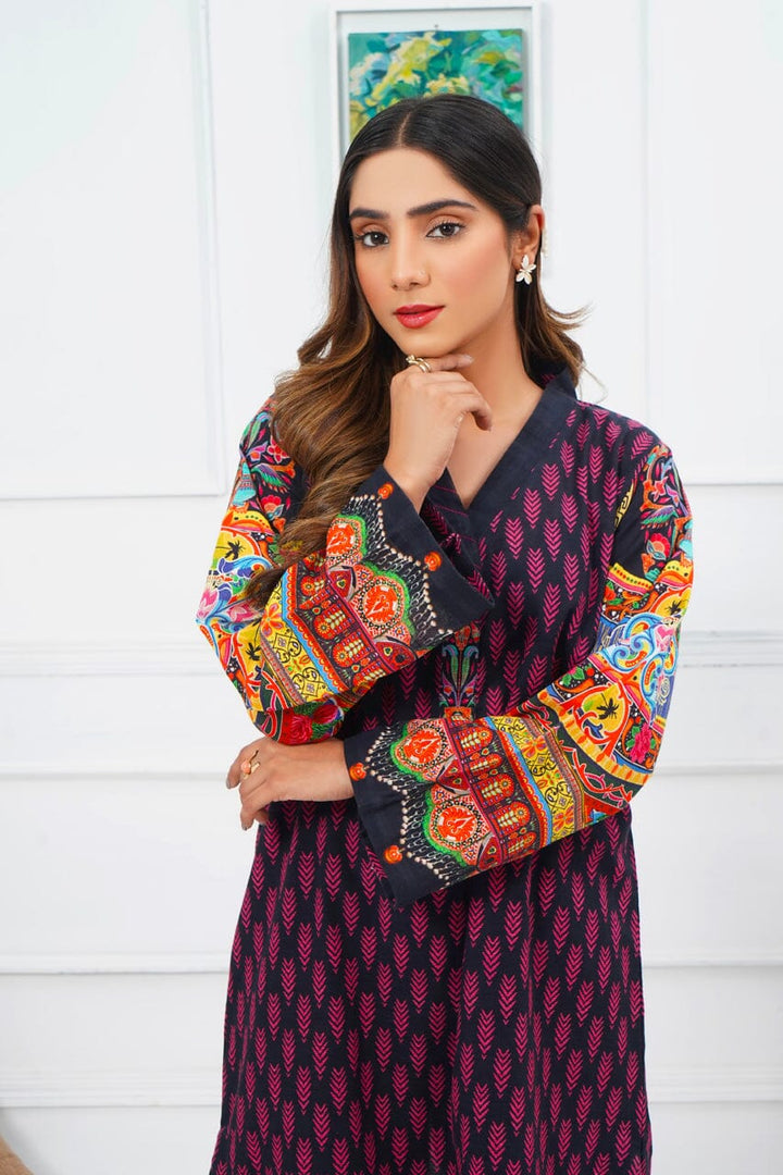 Printed Khaddar Shirt DRK-1599 KHAS STORES 