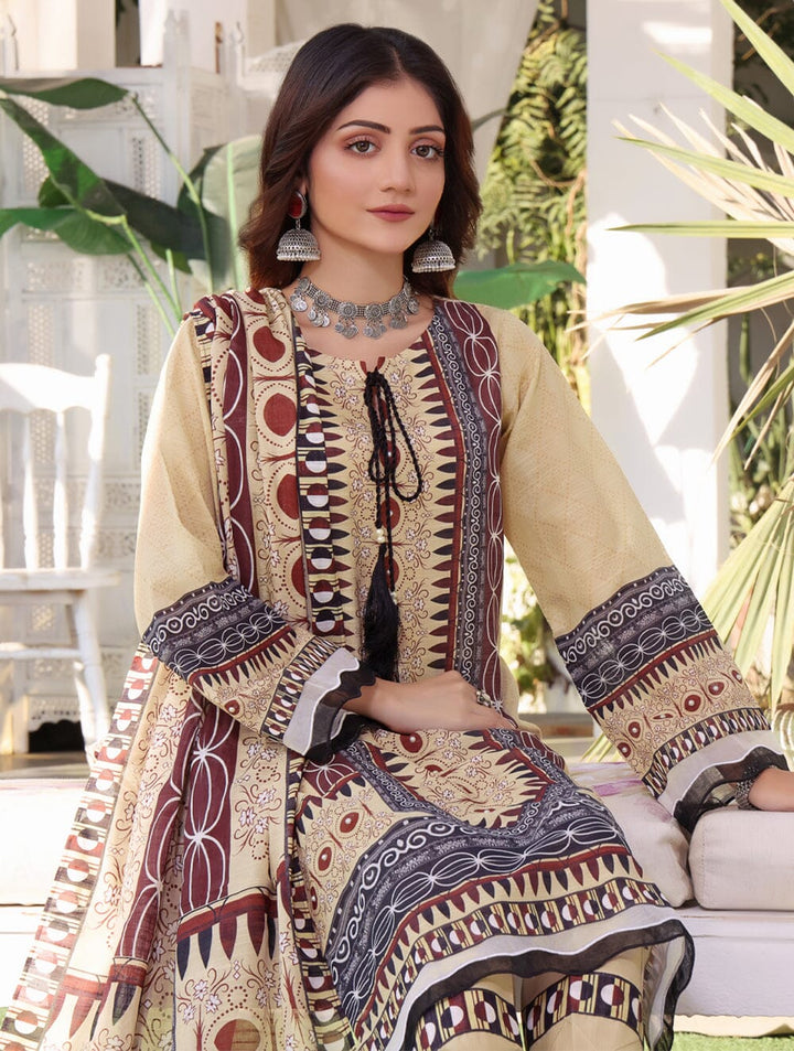 Printed Khaddar Suit with Printed Khaddar Dupatta KKH-1630 Dresses KHAS STORES 