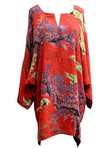 Red Silk Shirt Exotic Blossom KNES-10 Unstitched Digital Silk FASUNSLAD 