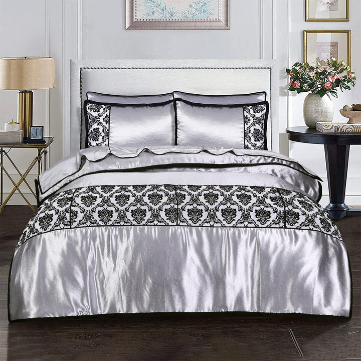 SEAMLESS DAMASK BED SET SILK - King Luxury Bedding HOMBEDCLU 